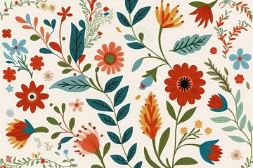 Ancient floral design that's completely seamless. Colorful pastel flowers decorate a Liberty style background. There are a few small flowers here and there on a white background. Printed materials sto
