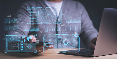 Data analysis, Business intelligence (BI), business analytics (BA) with key performance indicators...
