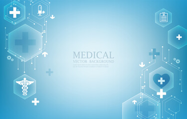 Technology vector medical background.medical icons.modern wallpaper.geometric hexagon