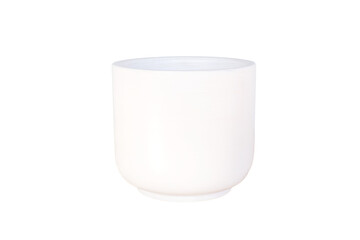 Subject shot of a grey ceramic glossy plant pot decorated with a glaze. The designer plant pot with smooth surface isolated on transparent background, PNG File