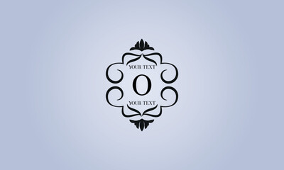 Refined logo with the letter O in the center (sign, symbol, emblem, ornament). Modern vector monogram with space for text.