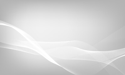 White gray abstract background with white wave lines