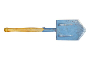 folding shovel, collapsible sapper shovel isolated from background
