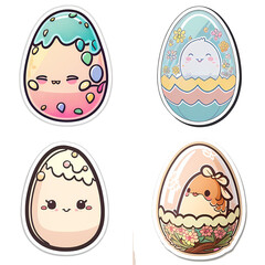 sticker cartoon cute kawaii easter egg set PNG