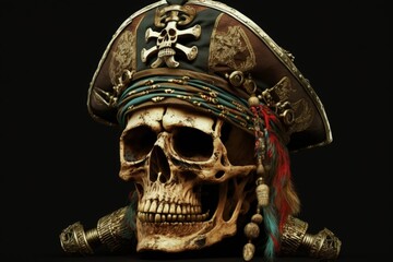 Bones from a pirate's skull. Generative AI