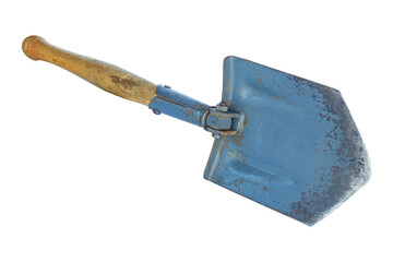 folding shovel, collapsible sapper shovel isolated from background