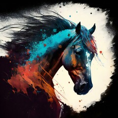 Horse art created with AI generative Technology