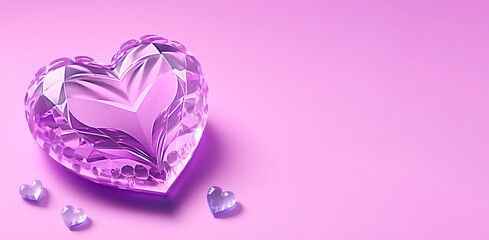 3D Render- Crystal heart. 3D beautiful heart background,wallpaper.Water green background.