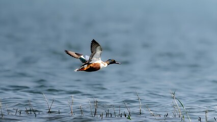 The northern shoveler (Spatula clypeata) male	