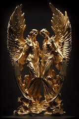 Gold angel statue with melting wings