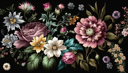 Fototapeten Floral pattern with dainty flowers and bold blooms. AI generative. © Jardel Bassi