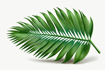 Isolated palm leaf in tropical green on white background. All the necessary clipping paths are included. Blanket copy space. Generative AI
