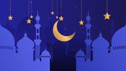 Calligraphic Crescent Muslim Vector Background for Ramadan Festival