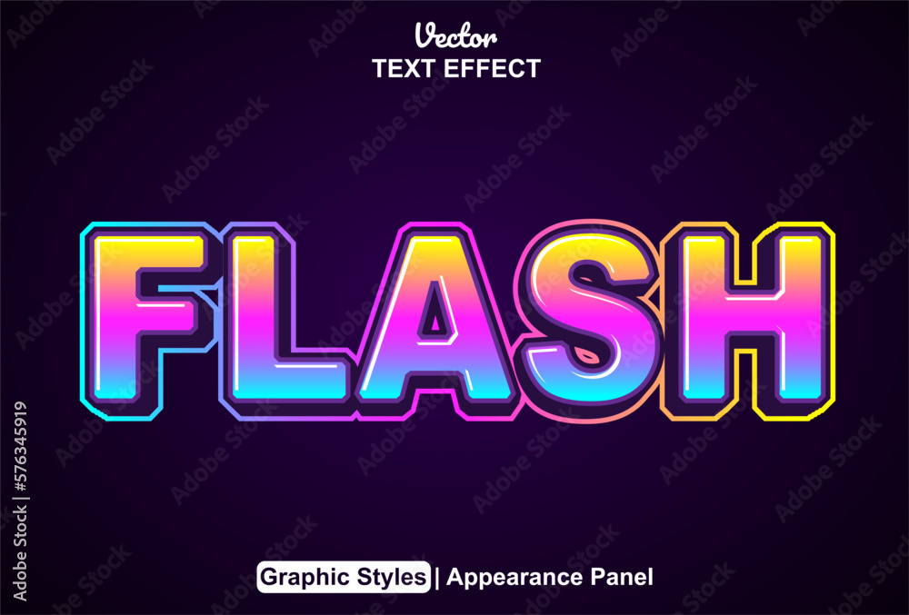 Poster flash text effect with graphic style and editable.