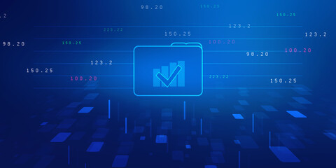 2d rendering Folder icon with paper sheet and Graph