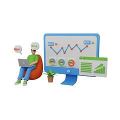 3d business. icon isolated on white background. 3d rendering illustration