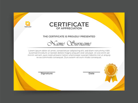 Elegant modern yellow certificate design