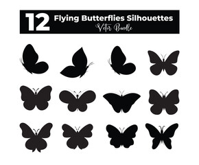 12 Butterfly silhouette vectors collection