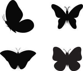 Various silhouettes of butterflies vectors