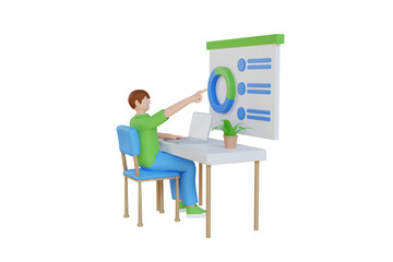 3d business. icon isolated on white background. 3d rendering illustration