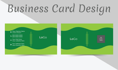 Creative and Clean Business card Template .Modern Business card design. Horizontal orientation Green and Dark green color Business Card with QR code holder .Vector illustration print template.