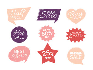 Grunge sale badge, discount and half price