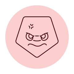 Angry red pentagonal character color line icon. Mascot of emotions.