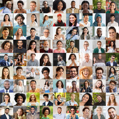 Obraz premium Set of cheerful multiracial people different ages, collage