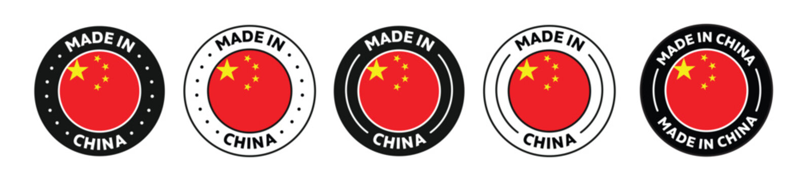 Set of Made in china label icons. Made in china logo symbol. chinese made badge. china flag. suitable for products of china. vector illustration