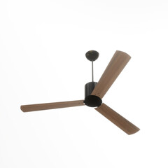 Ceiling Fan three blade on White Background. with color black copper, 3d render