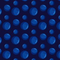 Repeating pattern of blueberries on a blue background