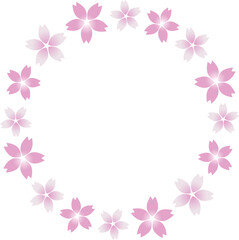桜の花の円形フレーム　ピンク