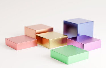 LGBTQ pastel colored cubes. Inclusive product marketing template.