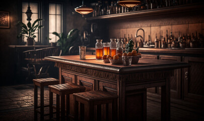bar table interior created with generative AI tools