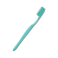 Vector linear illustration of a toothbrush. The toothbrush icon is a single line.Vector illustration of a toothbrush for oral hygiene