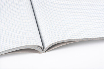 Open notebook with blank pages.
