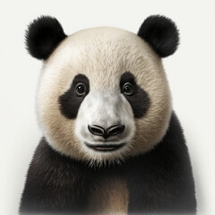 Fototapeta premium Realistic head panda on a white background, generative AI