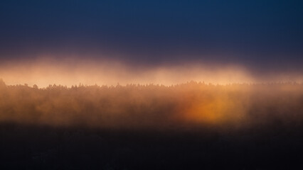 Partial snowbow in the sunrise on a cold winter morning.