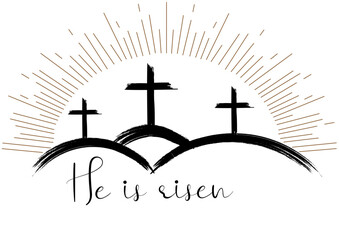 Easter Lettering - He is Risen. Vector Illustration.