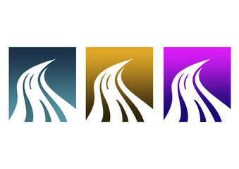 Fototapeta na wymiar Set of abstract wave logo design elements. Colorful vector illustration.