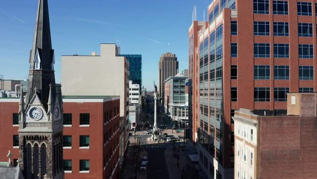 Allentown, Pennsylvania - aerial shot rising in downtown