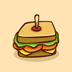 sandwich illustration concept in cartoon style