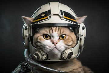 Cat with pilot helmet, generative ai