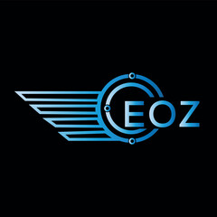 EOZ logo, letter logo. EOZ blue image on black background. EOZ technology Monogram logo design for entrepreneur best business icon.
