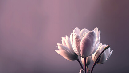 Beautiful crocus lilies illustration backrop with copy space for text bouquet generative ai.