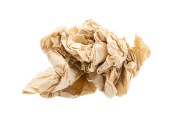 Crumpled paper on transparent background png file.