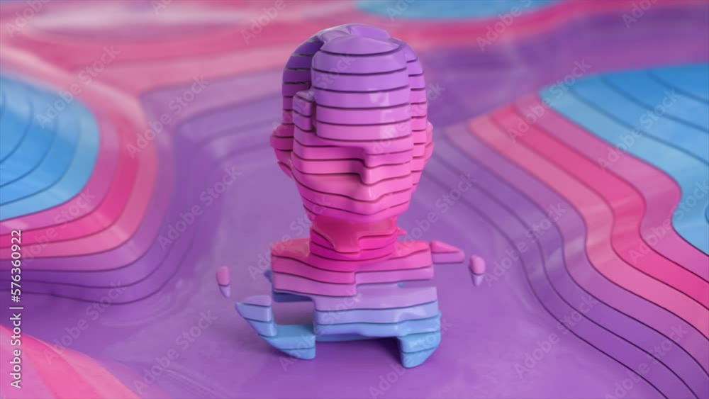 Poster visualization of artificial intelligence. the moving parts of the head rotate. high tech. neural net