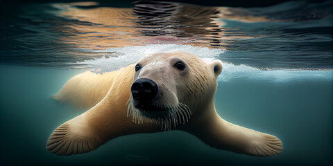 polar bear swims,Generative AI