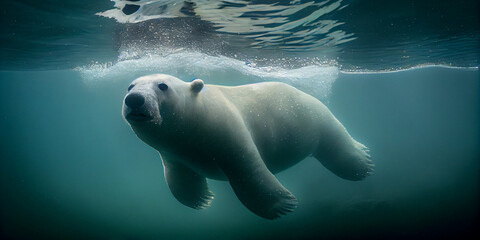 polar bear swims,Generative AI