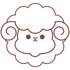 かわいい羊のデフォルメ線画イラスト